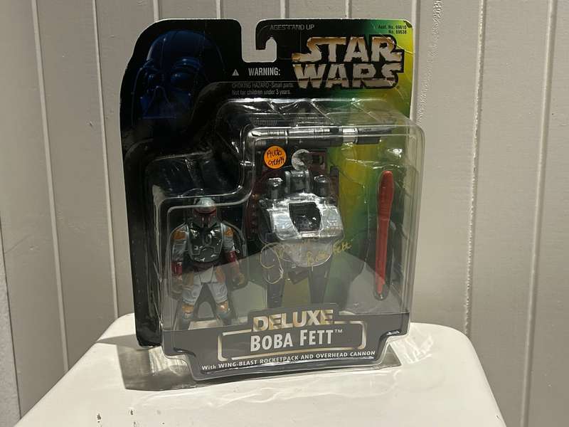 Signed autographed Star Wars BOBA FETT action figure from the 1996 Kenner Hasbro