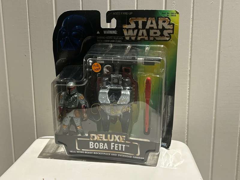 Signed autographed Star Wars BOBA FETT action figure from the 1996 Kenner Hasbro