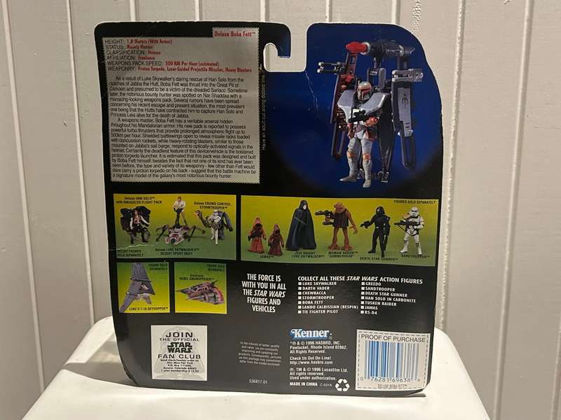 Signed autographed Star Wars BOBA FETT action figure from the 1996 Kenner Hasbro