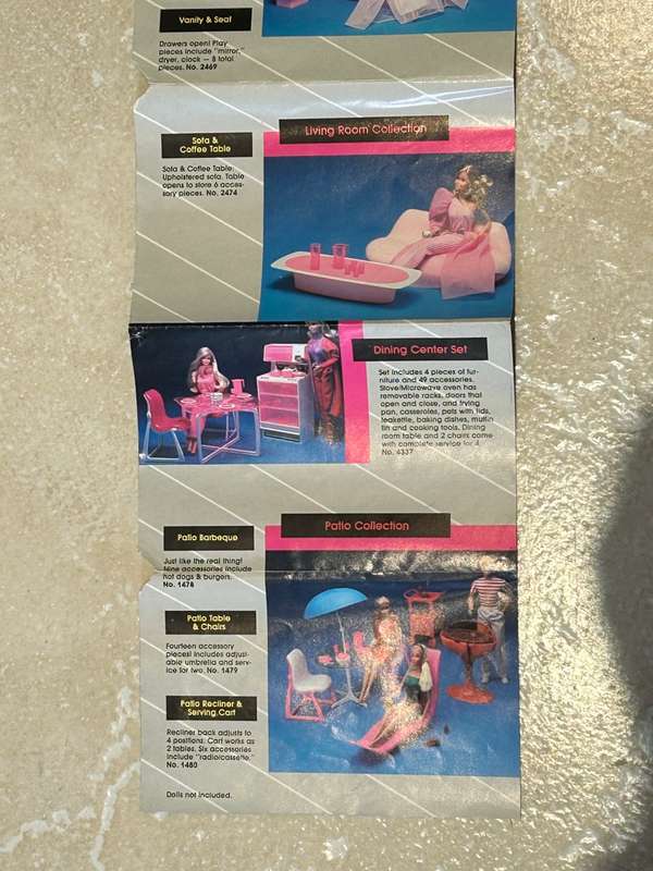 Vintage BARBIE 1984 Furniture Brochure Pamphlet by Mattel Toys