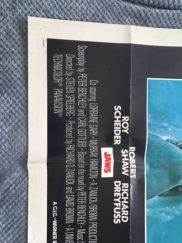 Steven Spielberg JAWS 100% Original Vintage 1975 1st print Movie Poster - USA print