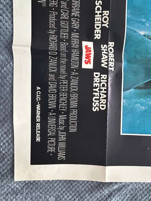 Steven Spielberg JAWS 100% Original Vintage 1975 1st print Movie Poster - USA print