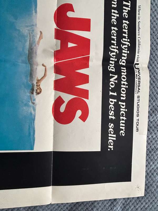 Steven Spielberg JAWS 100% Original Vintage 1975 1st print Movie Poster - USA print