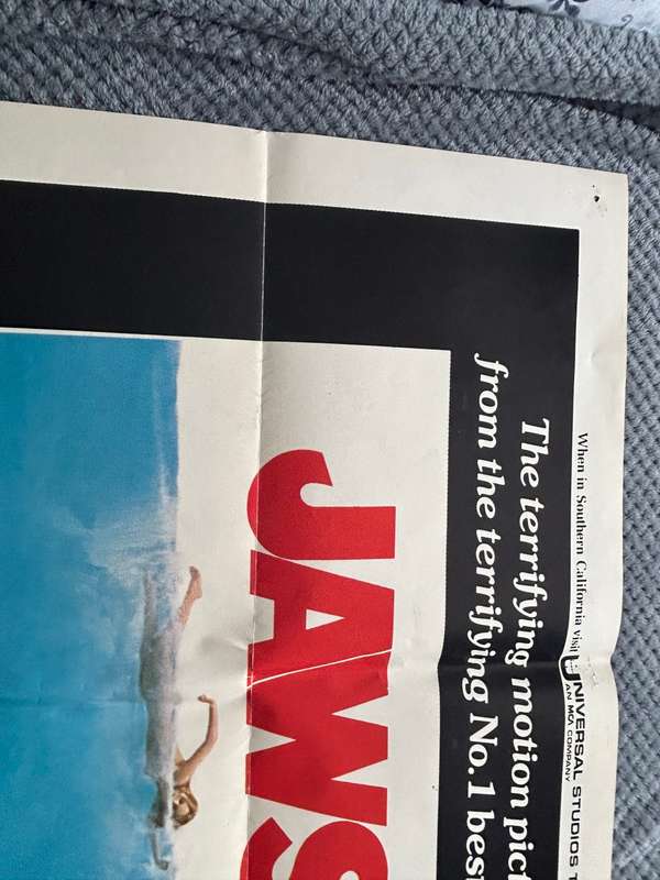 Steven Spielberg JAWS 100% Original Vintage 1975 1st print Movie Poster - USA print