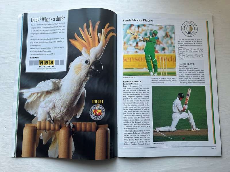 South Africa VS Australia CRICKET TEST 1994 Program
