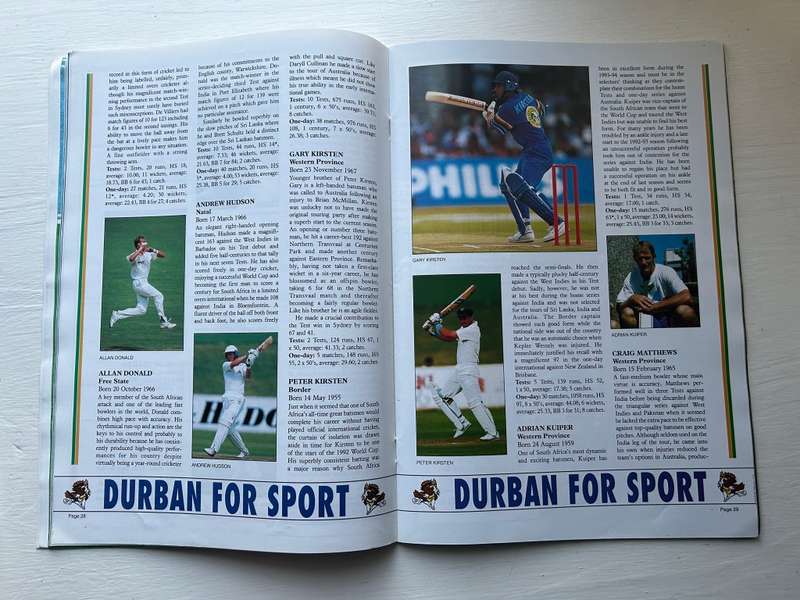 South Africa VS Australia CRICKET TEST 1994 Program