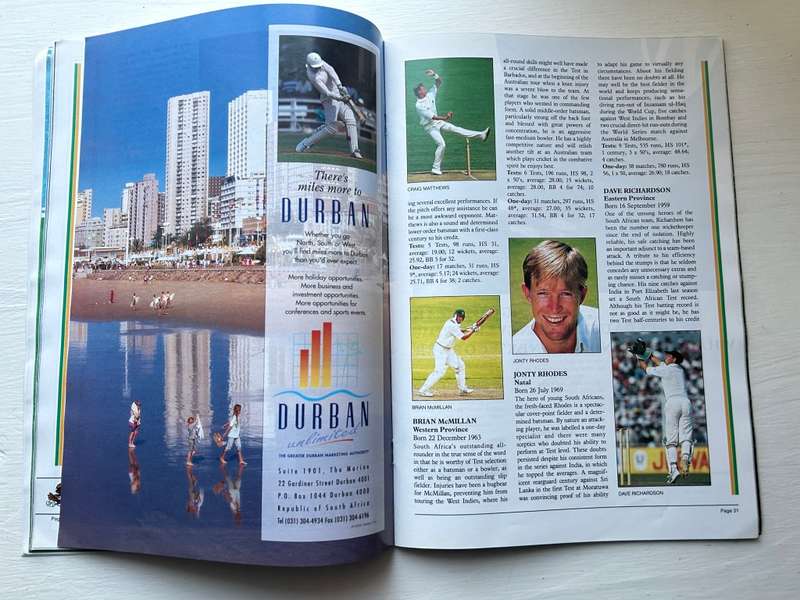 South Africa VS Australia CRICKET TEST 1994 Program