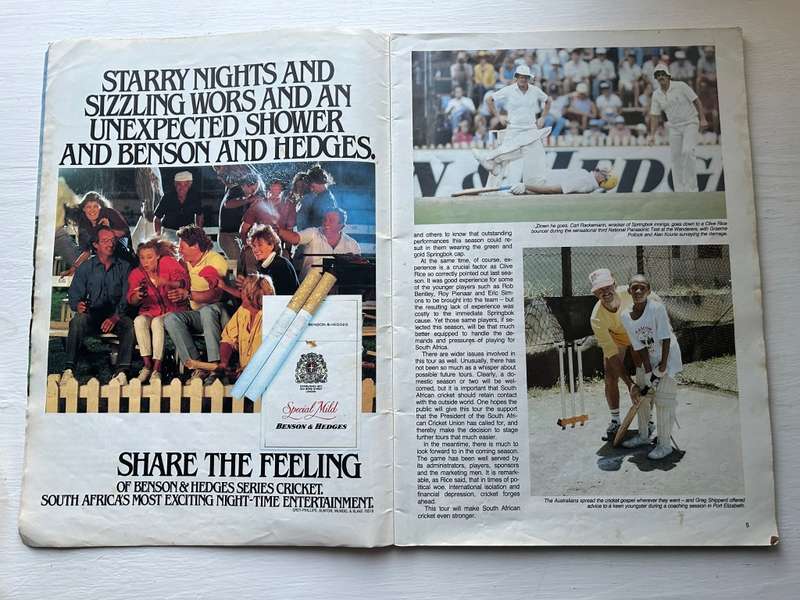 9 x Autographs signed South Africa SPRINGBOK CRICKET TEST 1986 Program