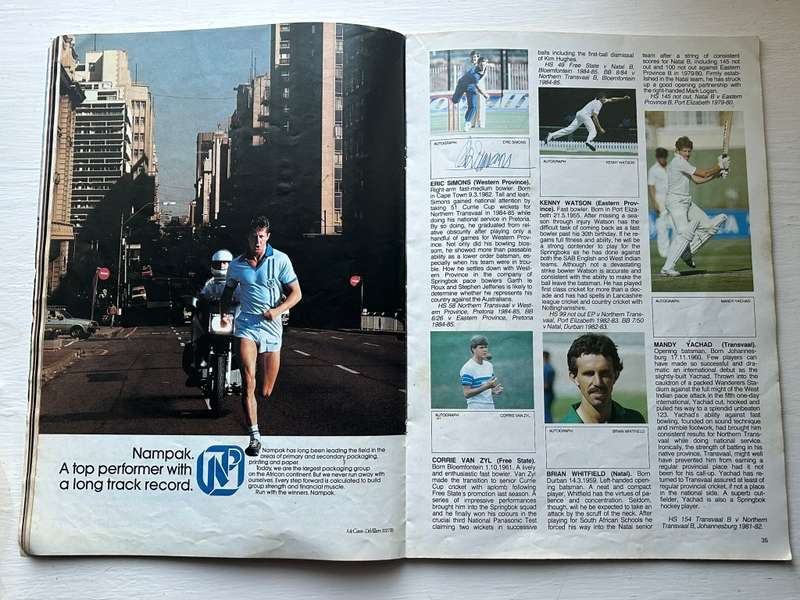 9 x Autographs signed South Africa SPRINGBOK CRICKET TEST 1986 Program