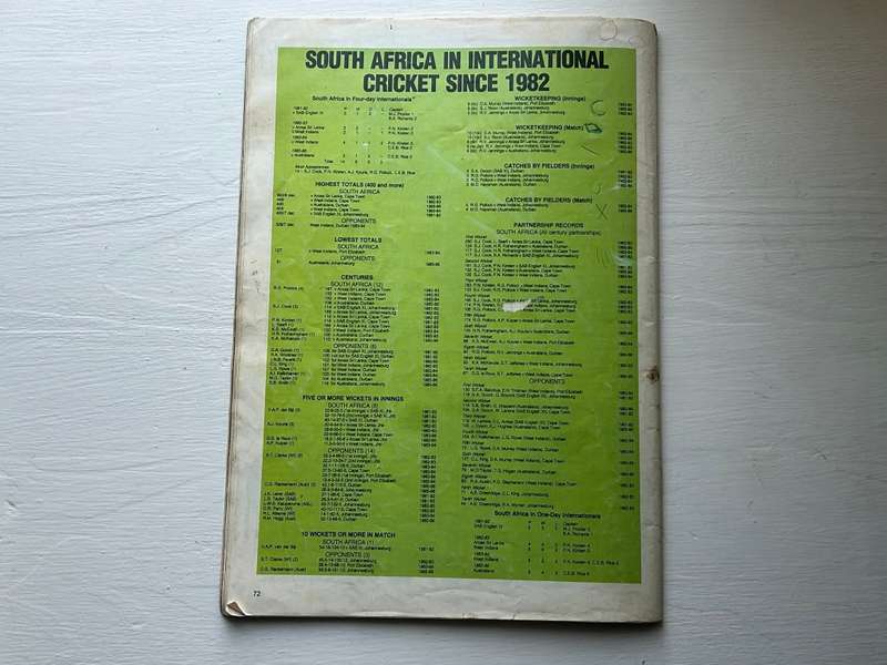 9 x Autographs signed South Africa SPRINGBOK CRICKET TEST 1986 Program