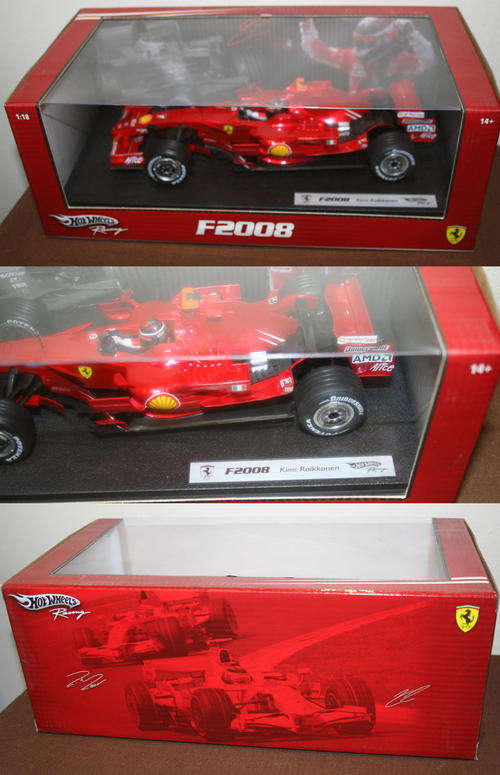 HotWheels GRAND PRIX F1 RACER Ferrari F 2008 KIMI RAIKKONEN 1:18 scale -  very hard to find