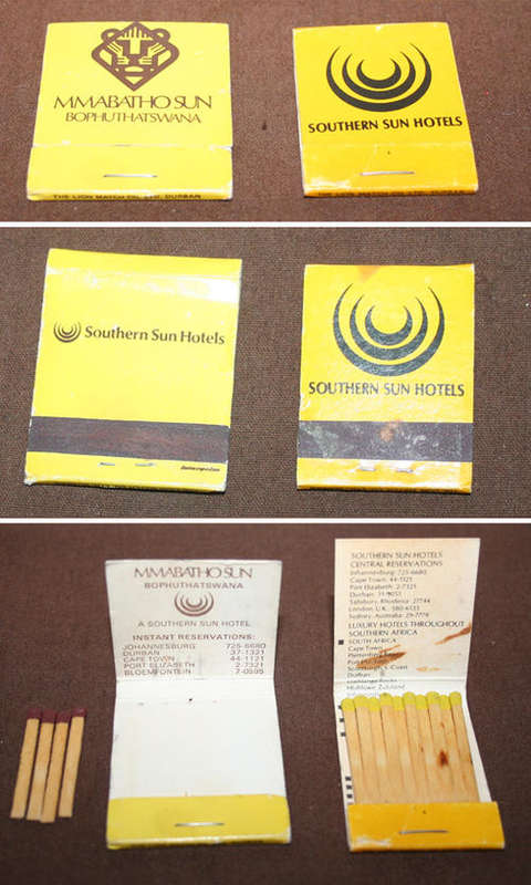 2 x SOUTHERN SUN HOTELS Southern Africa MATCH BOXES from 1980s
