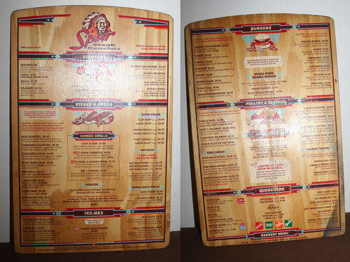 SPUR STEAK RANCHES SOUTH AFRICA WOOD MENU 2002