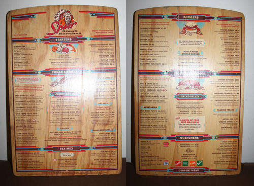 SPUR STEAK RANCHES SOUTH AFRICA WOOD MENU 2002