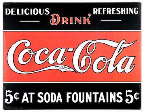 Coke Coca Cola 5c vintage advertising Metal Sign - reproduction but COOL!