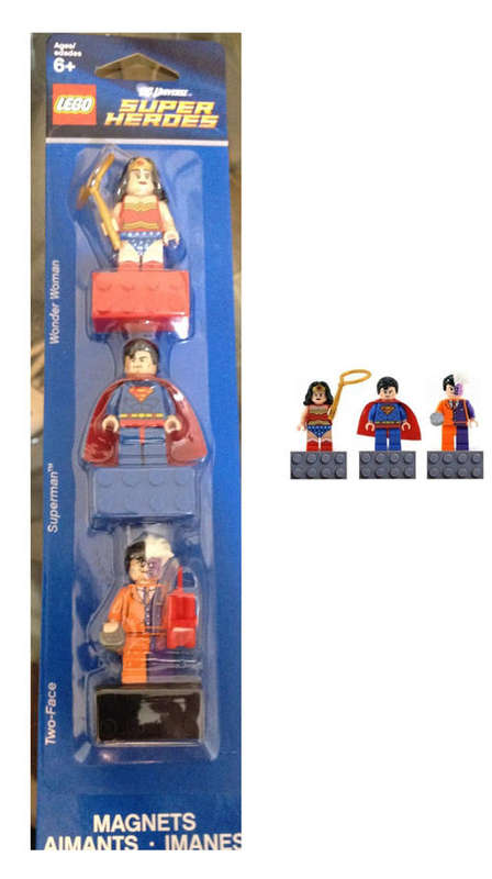 LEGO SUPERMAN WONDER WOMAN & TWO FACE FIGURES on MAGNET 3 PACK