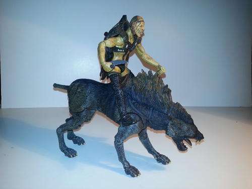 LORD OF THE RINGS Warg & Goblin Rider action figure - loose but never played with