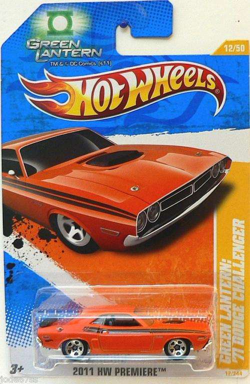 HOTWHEELS HOT WHEELS GREEN LANTERN movie 1971 Dodge Challenger mint on long card - last one in stock