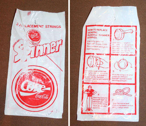 COCA COLA COKE genuine 1980s ENGLISH RUSSELL YO-YO REPLACEMENT 3 STRINGS in PACKET