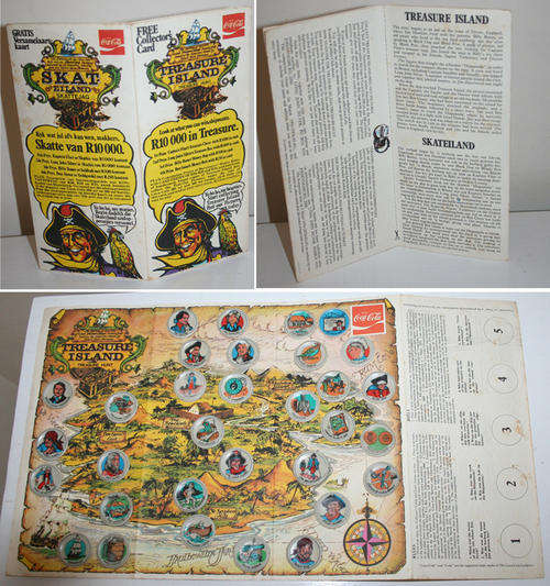 COCA COLA Coke TREASURE ISLAND Bottle liner complete set - 1974 SOUTH AFRICA