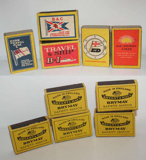 5 vintage MATCHBOX MATCHBOXES Matches - UNION CASTLE & other maritime shipping companies