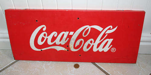Coca Cola COKE 1970s METAL Fridge side 2 - perfect for BAR SIGN