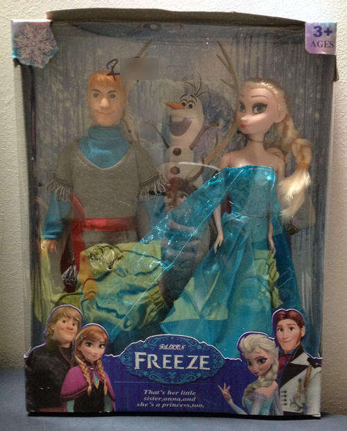 Disney non licensed FROZEN Elsa & Kristoff Dolls - chinese knock-off - Barbie size