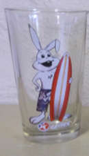 CALTEX THE WHITE RABBIT Surfing Surfer Bunny Promotional Glass