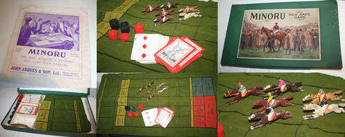Minoru Horse Racing Board Game 1930s - Diecast lead figures boxed