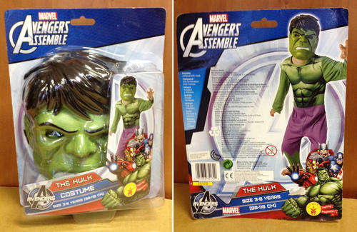 MARVEL DISNEY THE INCREDIBLE HULK OUTFIT Suit & Mask - Kids size - RUBIES USA