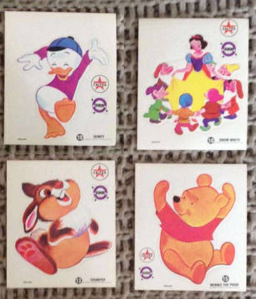 Texaco Caltex Oil DISNEY lot of 4 STICKERS Early 1970s South Africa exclusive