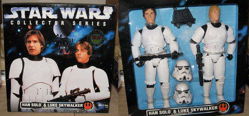 STAR WARS LUKE SKYWALKER & HAN SOLO in Sormtrooper outfit 12 inch dolls - only 20 000 sets produced!