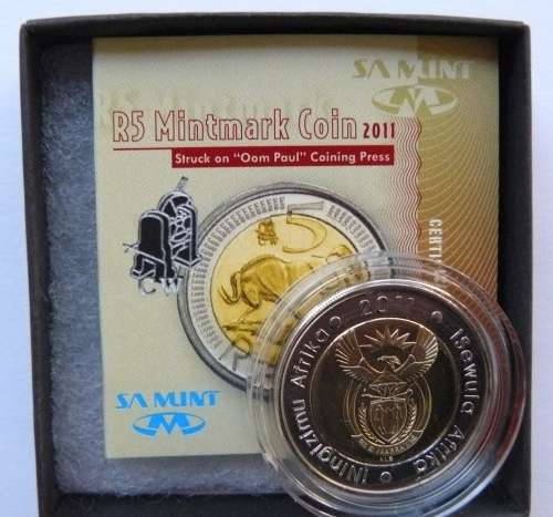 ** 2011 Oom Paul Mintmark R5 in capsule Proof-like ** in original box as issued by SA Mint