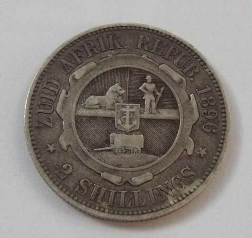 ** ZAR 1896 2 Shilling ** -  92.5% SILVER