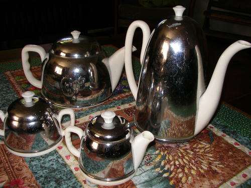 tea and coffee set with covers