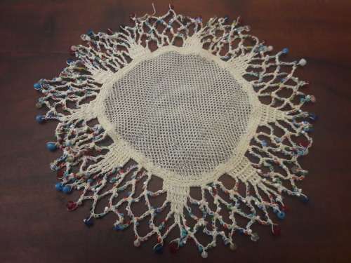 vintage glass beads doily