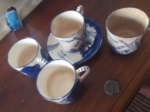 vintage delft blue 4 cups 1  saucer