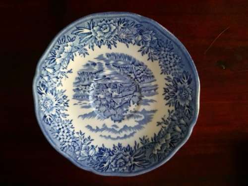 English village  blue plate