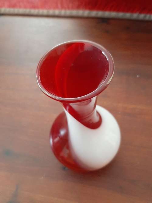 red glass vases