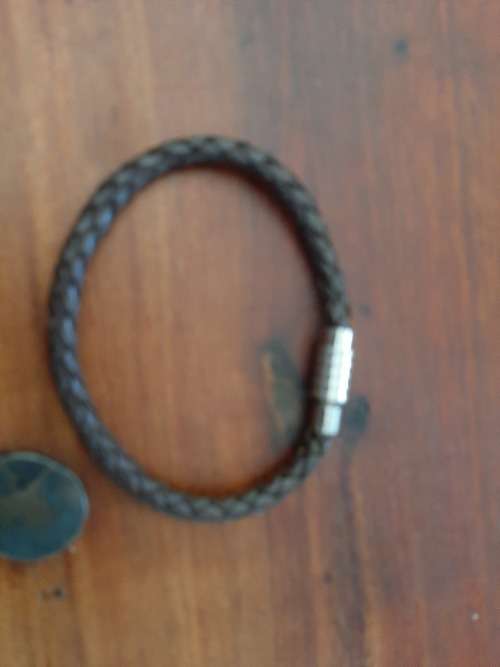 JAa steel mens leather bracelet