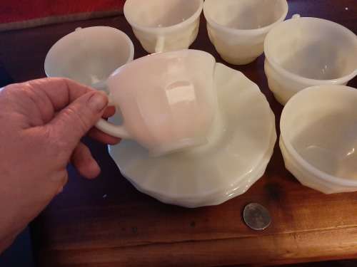 Milk glass teaset cream