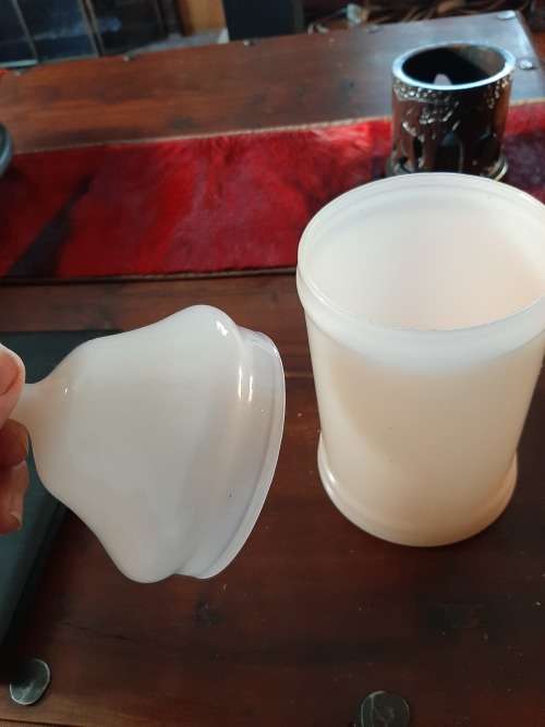 Milk glass bowl with lid
