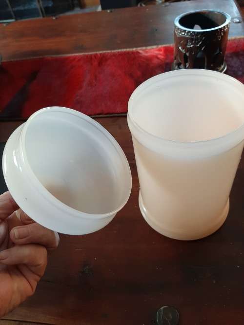 Milk glass bowl with lid