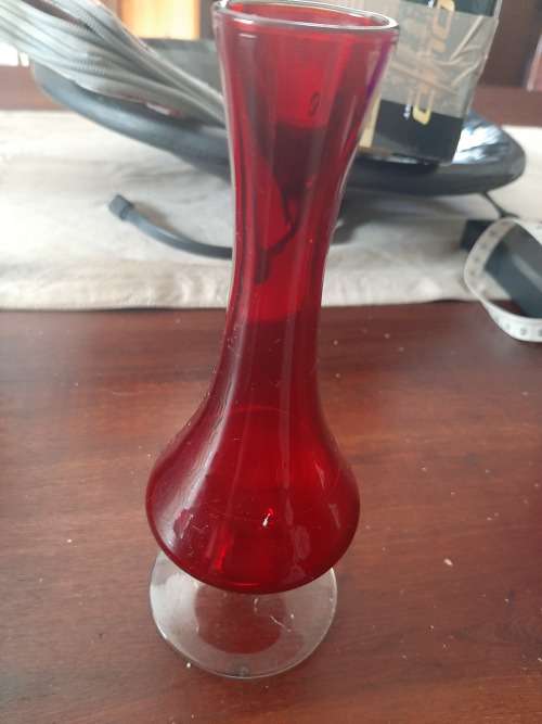 Red glass vases