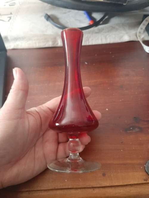 Red glass vases