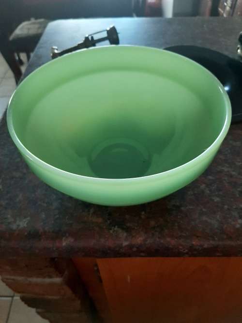 Jade milk glass mixing bowl