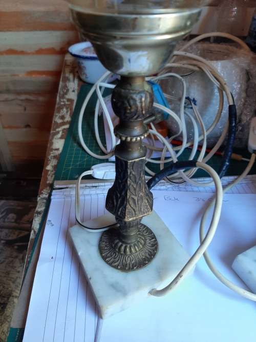 Bed side lamps brass and marble