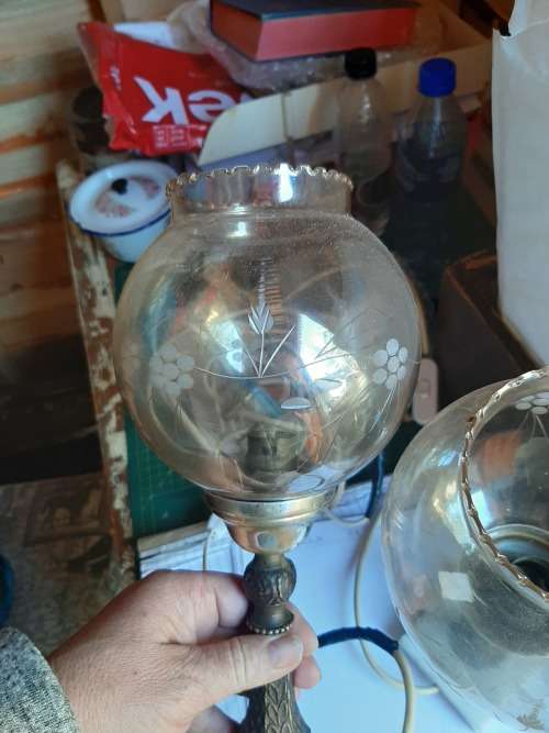 Bed side lamps brass and marble