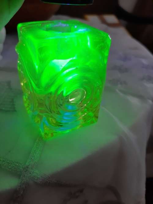 Vaseline glass candle holder