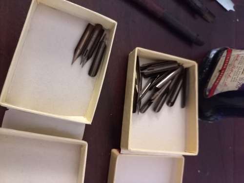 Vintage dipping ink pens with ink and tips